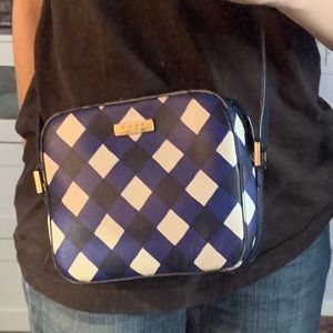 Adorable Kate Spade Square Plaid Blue/White Picnic Crossbody